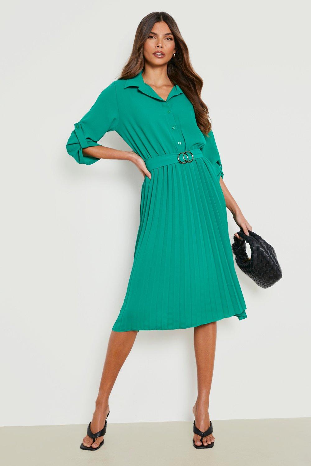 Belted hotsell pleated dress